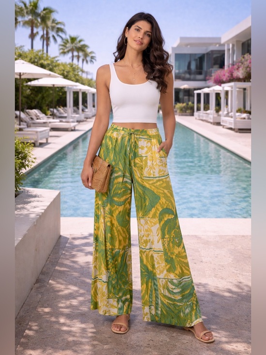 Haute Hippie Pants - NWT Haute Hippie Wide Leg Pants 🌴 Tropical Resort Luxe | Flowing Statement Pants
